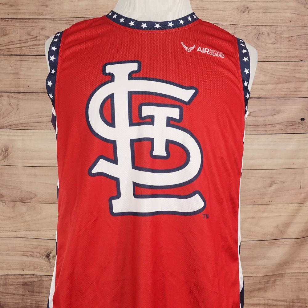 St. Louis Cardinals Jersey Mens XL Red MLB Baseball Tank Air National Guard SGA